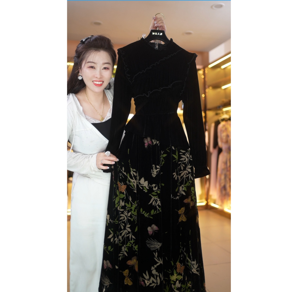 【娟专属】忆江南法式轻奢优雅气质连衣裙7047-4