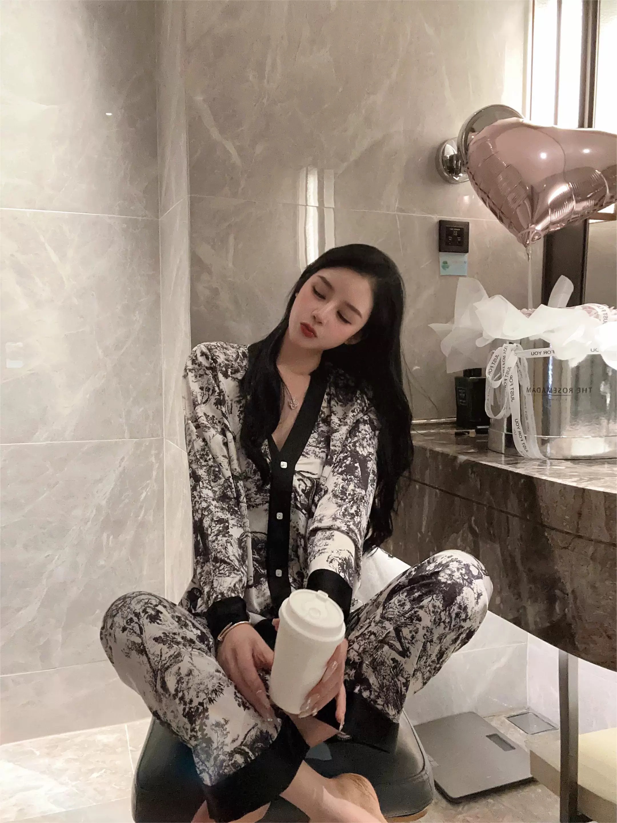 网红主播睡衣睡袍春秋长袖时尚薄款宽松印花秋冬秋季2