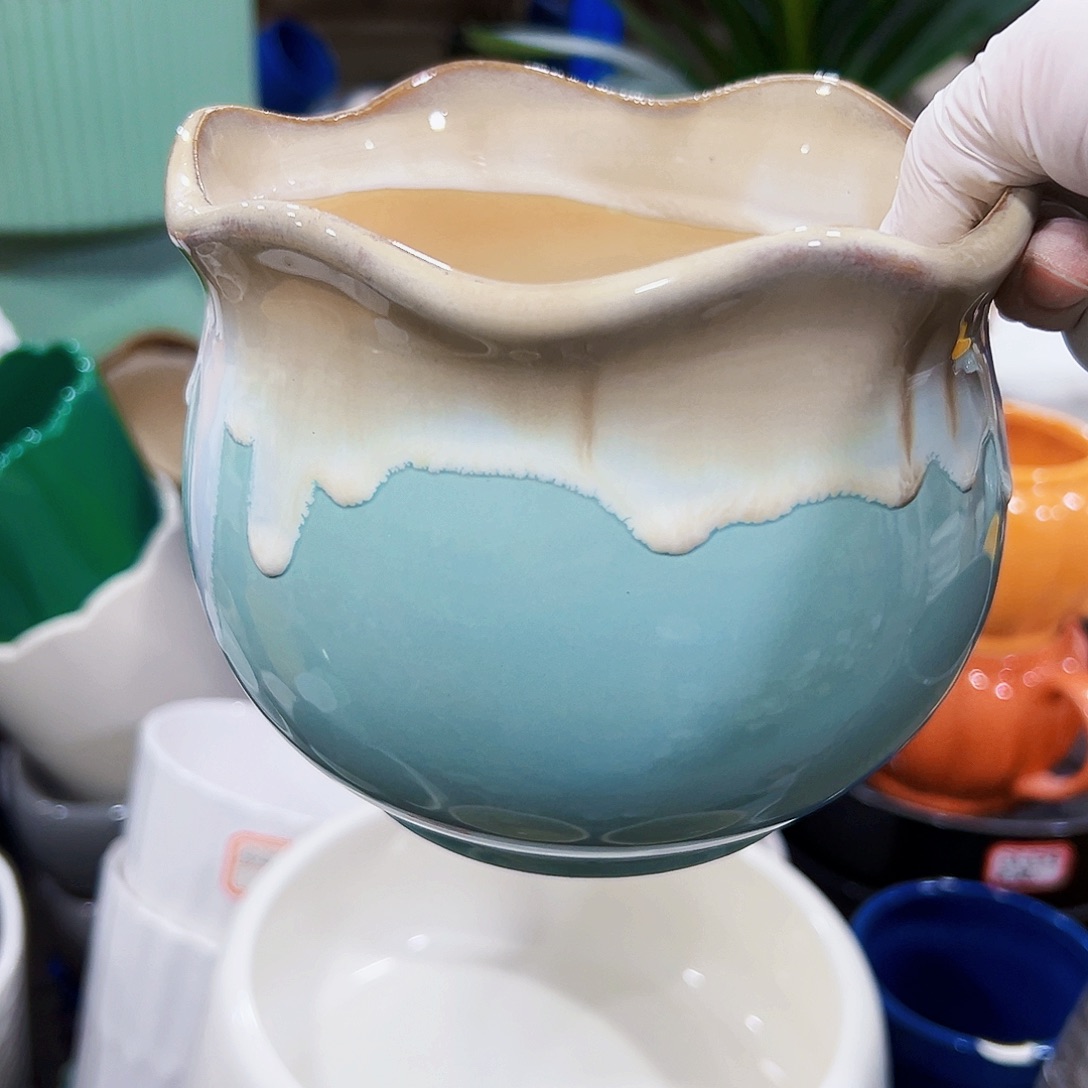 有孔外贸尾单陶瓷花盆凑单10米包邮