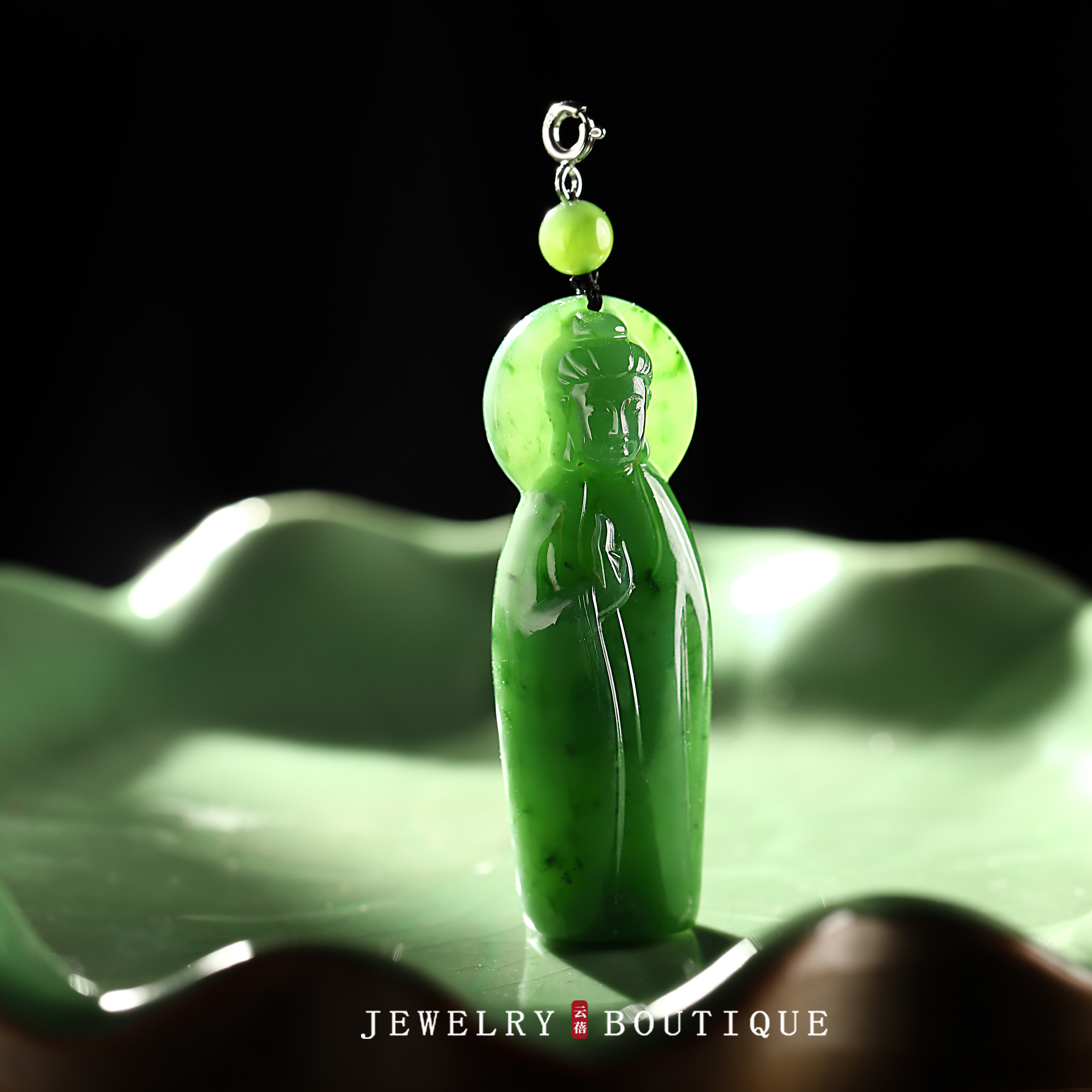 素衣观音碧玉吊坠编绳项链气质高级感小众设计玉坠百搭首饰女士