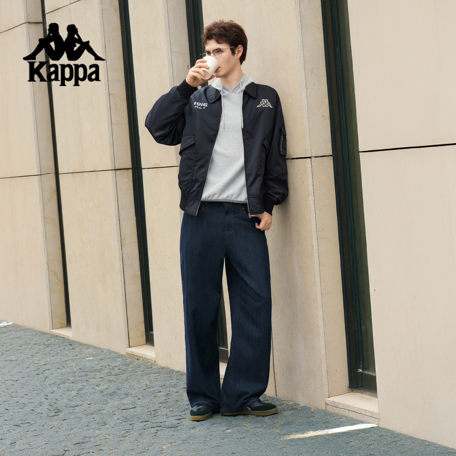 kappa卡帕背靠背春秋新款飞行员夹克外套男棒球服男款运动上衣潮