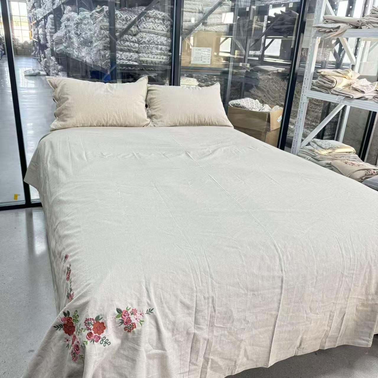 汉麻雨露麻玫瑰刺绣床单230*250CD102