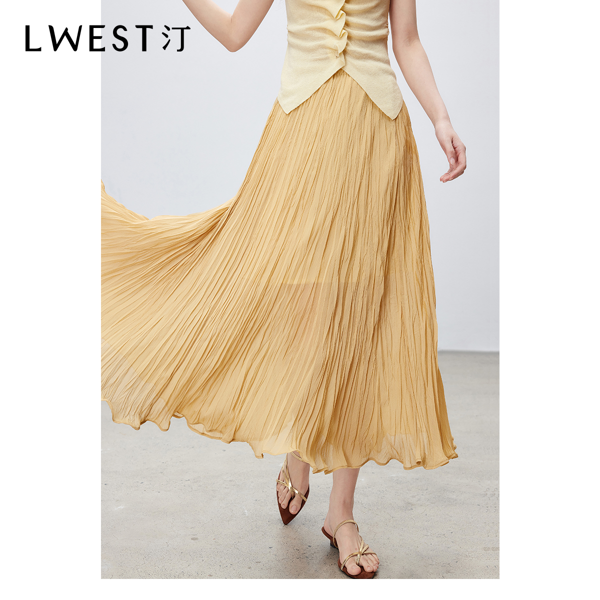 【达人专属】朗文斯汀褶皱设计感飘逸法式半身裙DTYQ5205D07082