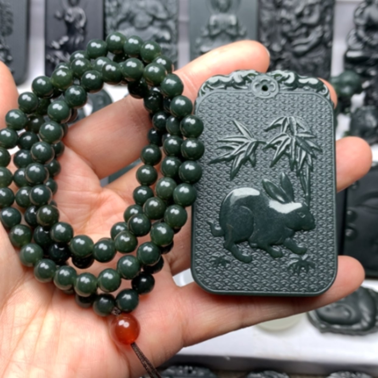 【闪购商品】和田玉颈饰未镶嵌李*媛双面雕刻