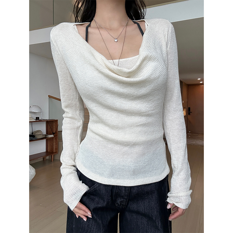 【部分现】秋冬新款纯欲风荡领两件套吊带针织衫毛衣女M1557套装