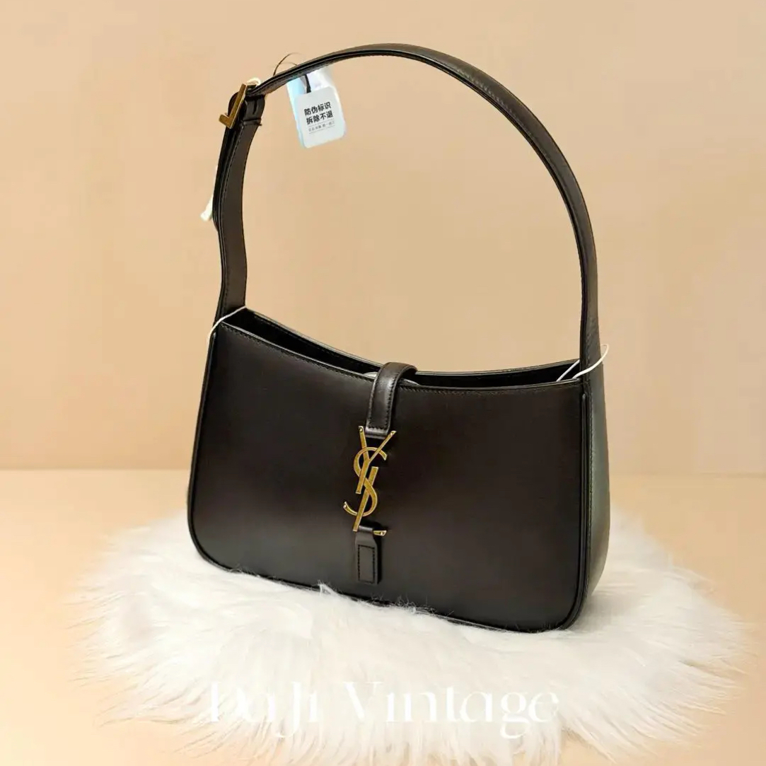 99新 YSL/圣罗兰 大吉中古/圣罗兰黑金中号hobo单肩包