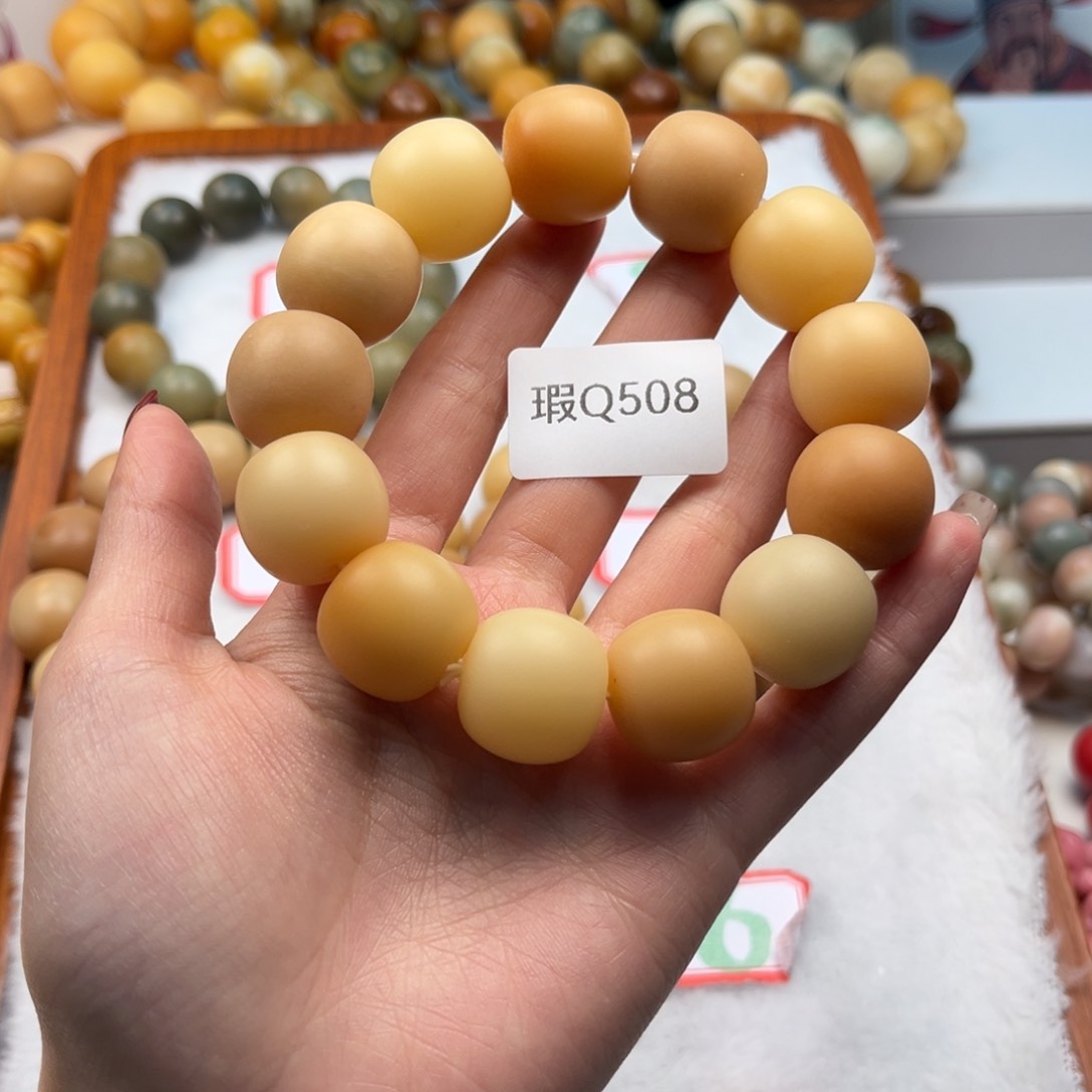 菩提根/象牙果手串第****版17mm瑕桶珠一串q508