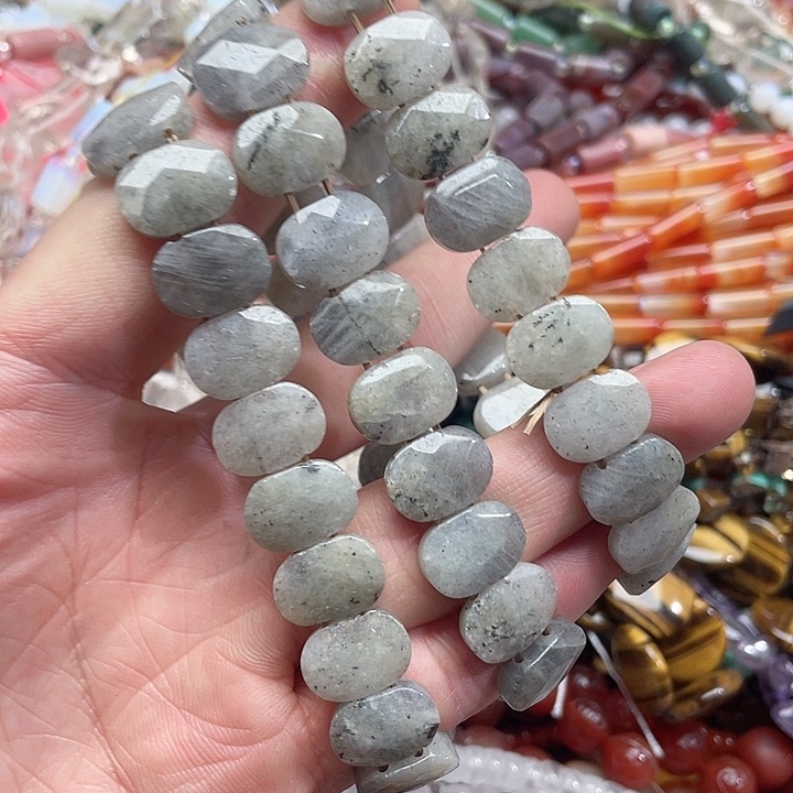 玛瑙/玉髓珠宝半成品未镶嵌一条10x14mm灰月光手牌