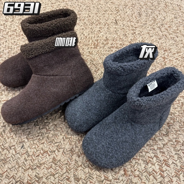 （花花服饰）6931时尚保暖厚底毛毛雪地鞋