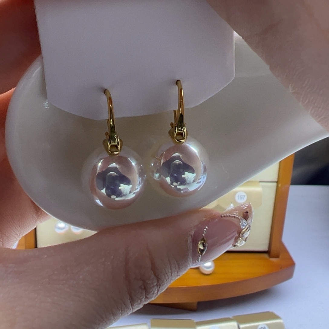 耳饰银S925镶嵌淡水珍珠