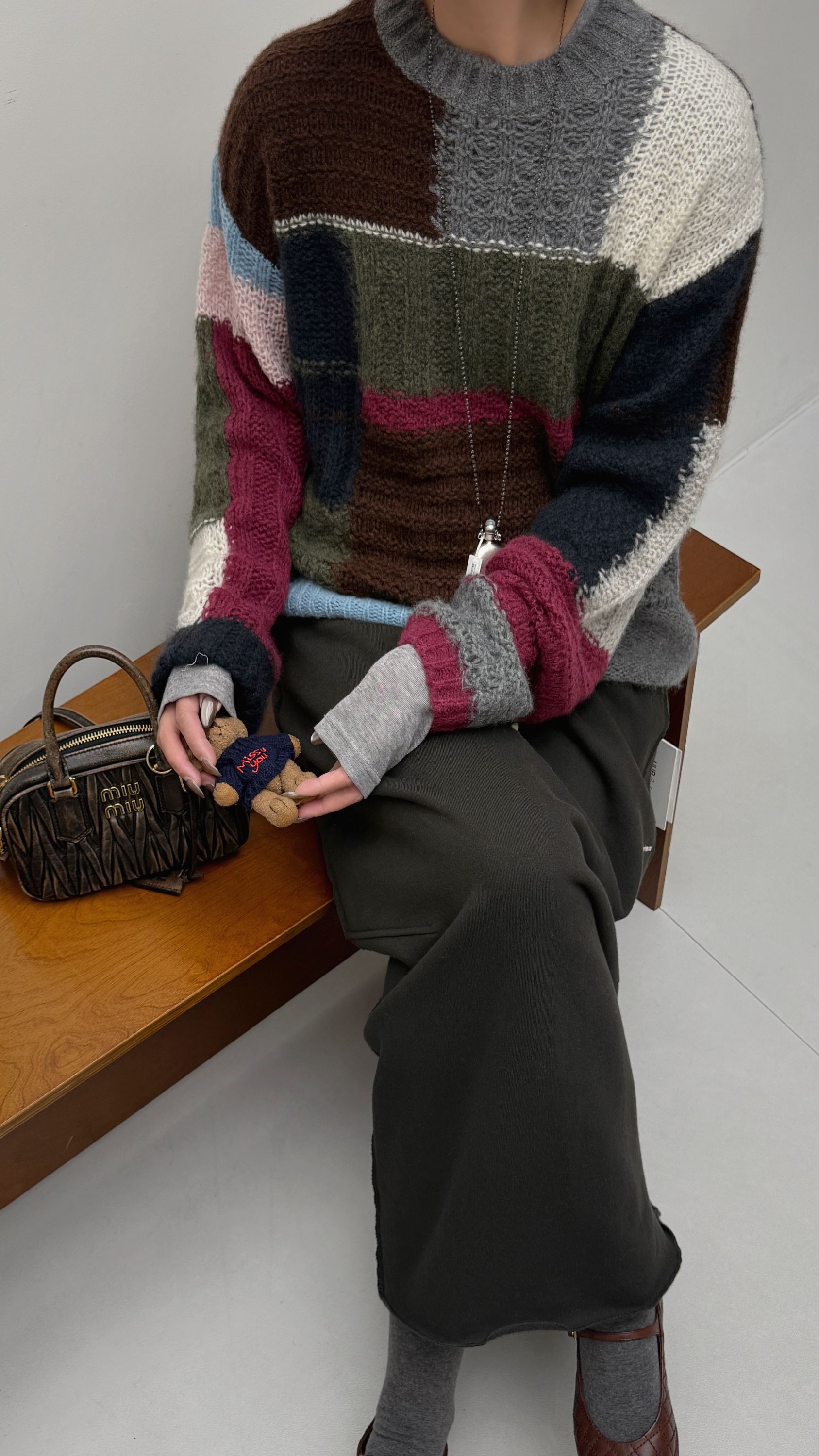 EMILY精选 UUR彩色拼接套头羊绒衫 858238