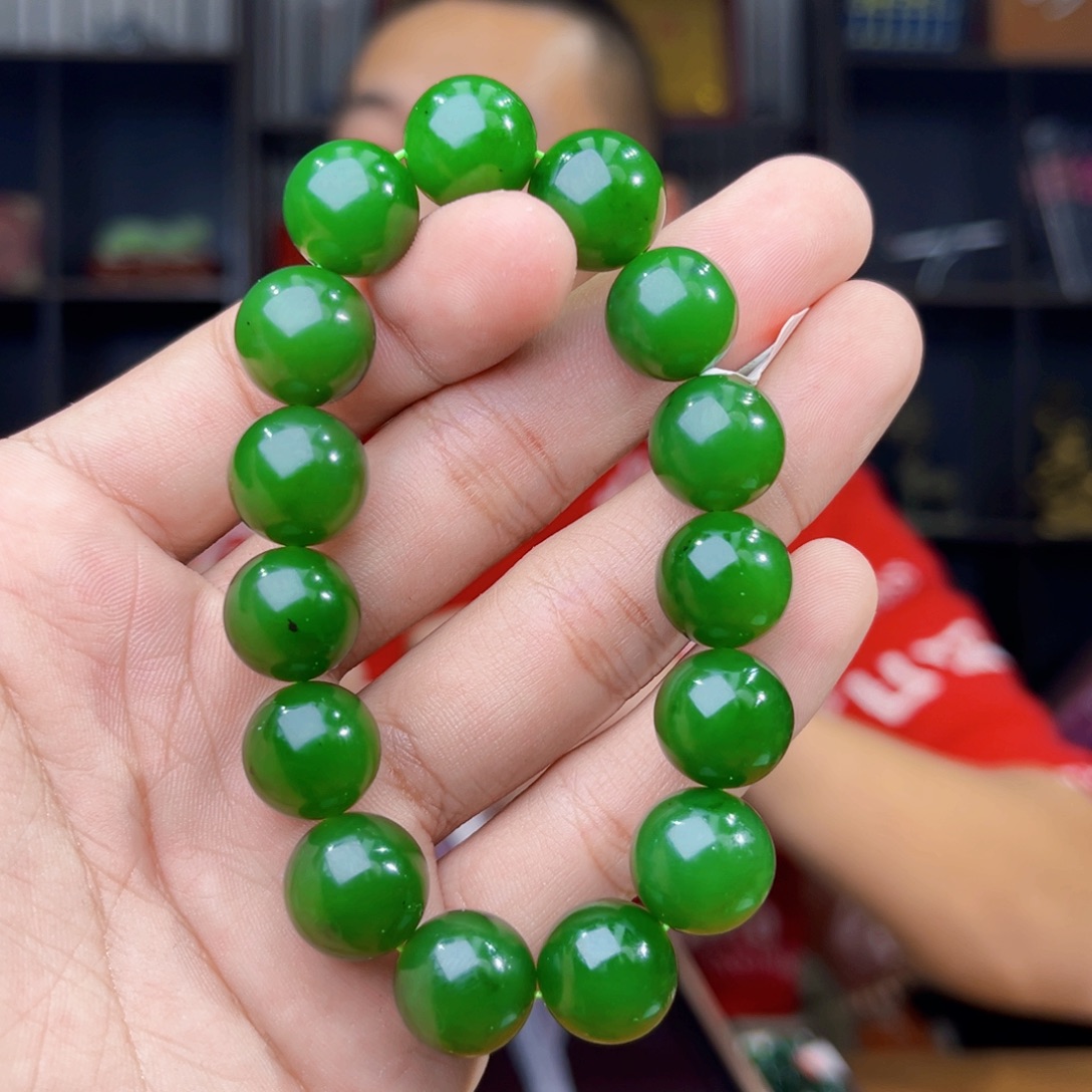 和田玉未镶嵌手串天然和田玉俄罗斯乌兰海碧玉料卡13+