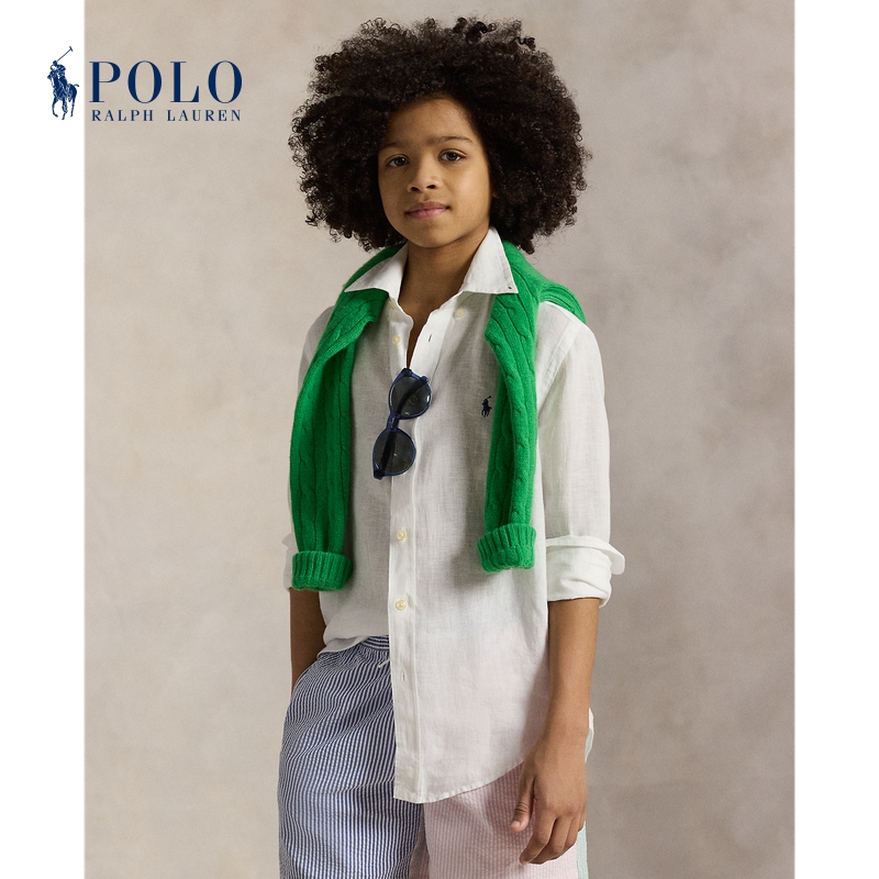 【礼盒包装】Ralph Lauren拉夫劳伦男童 经典款亚麻衬衫323967600