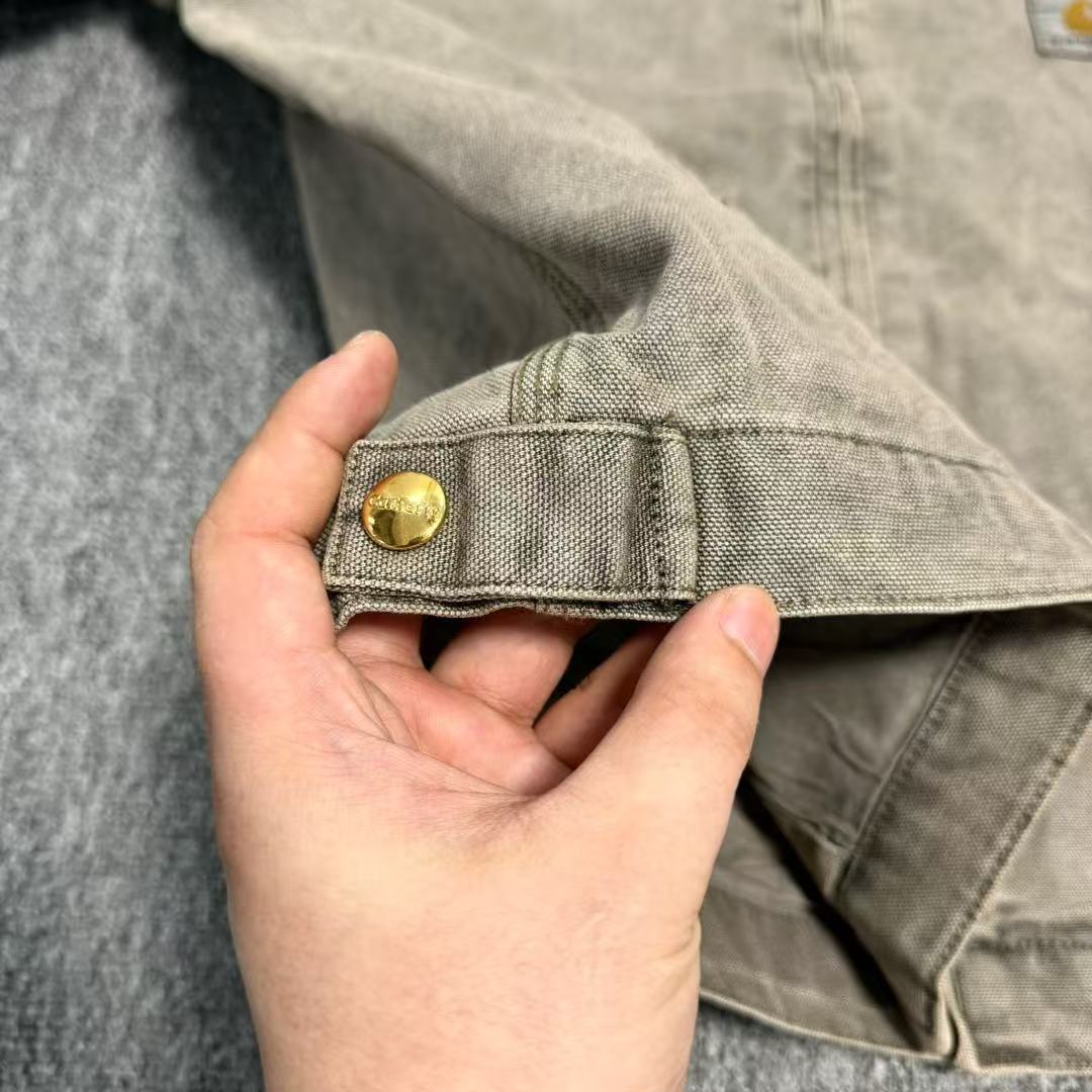 J01春秋纯色美式复古水洗牛仔底特律帆布夹克工装外套