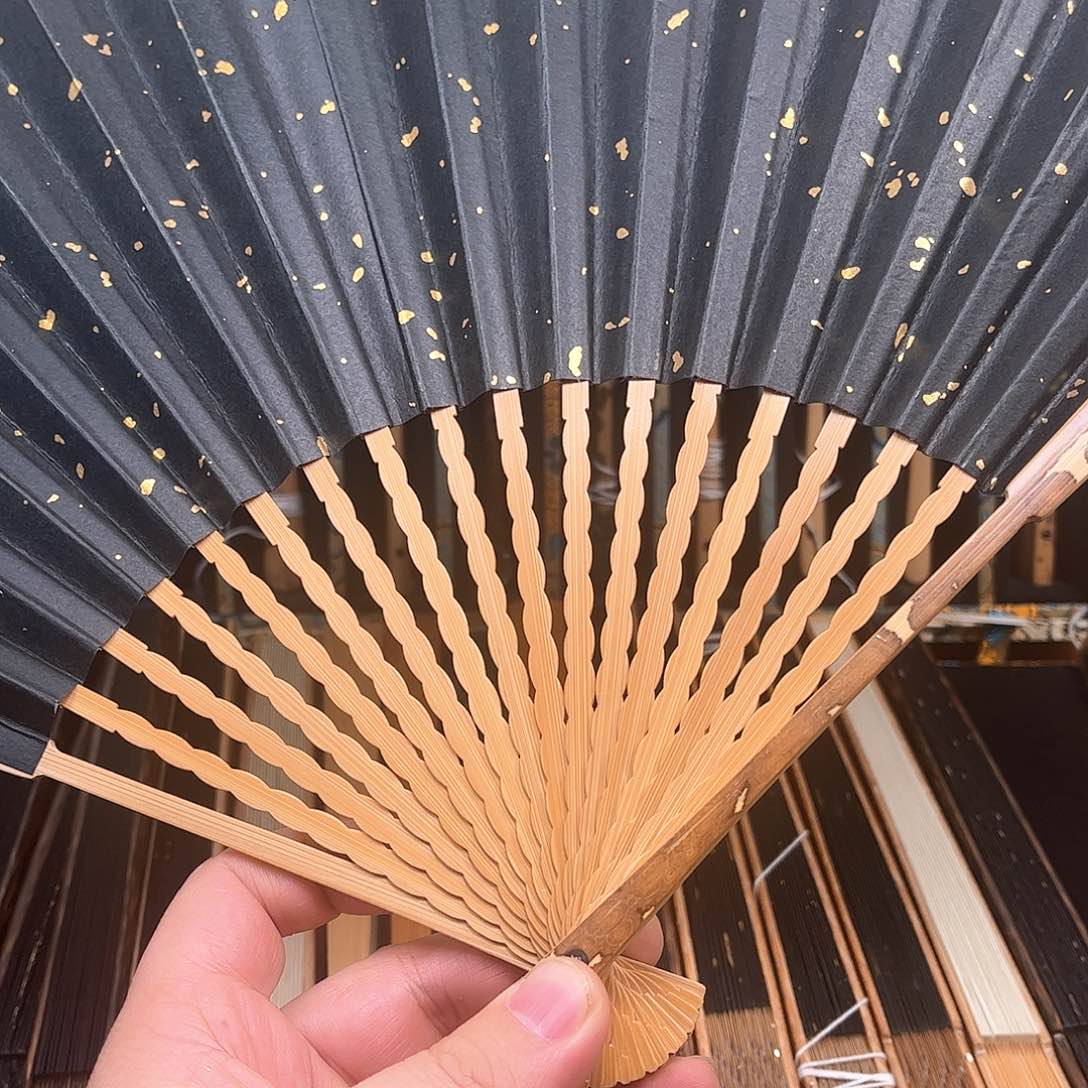 扇子黑色撒金龙麟梅飞