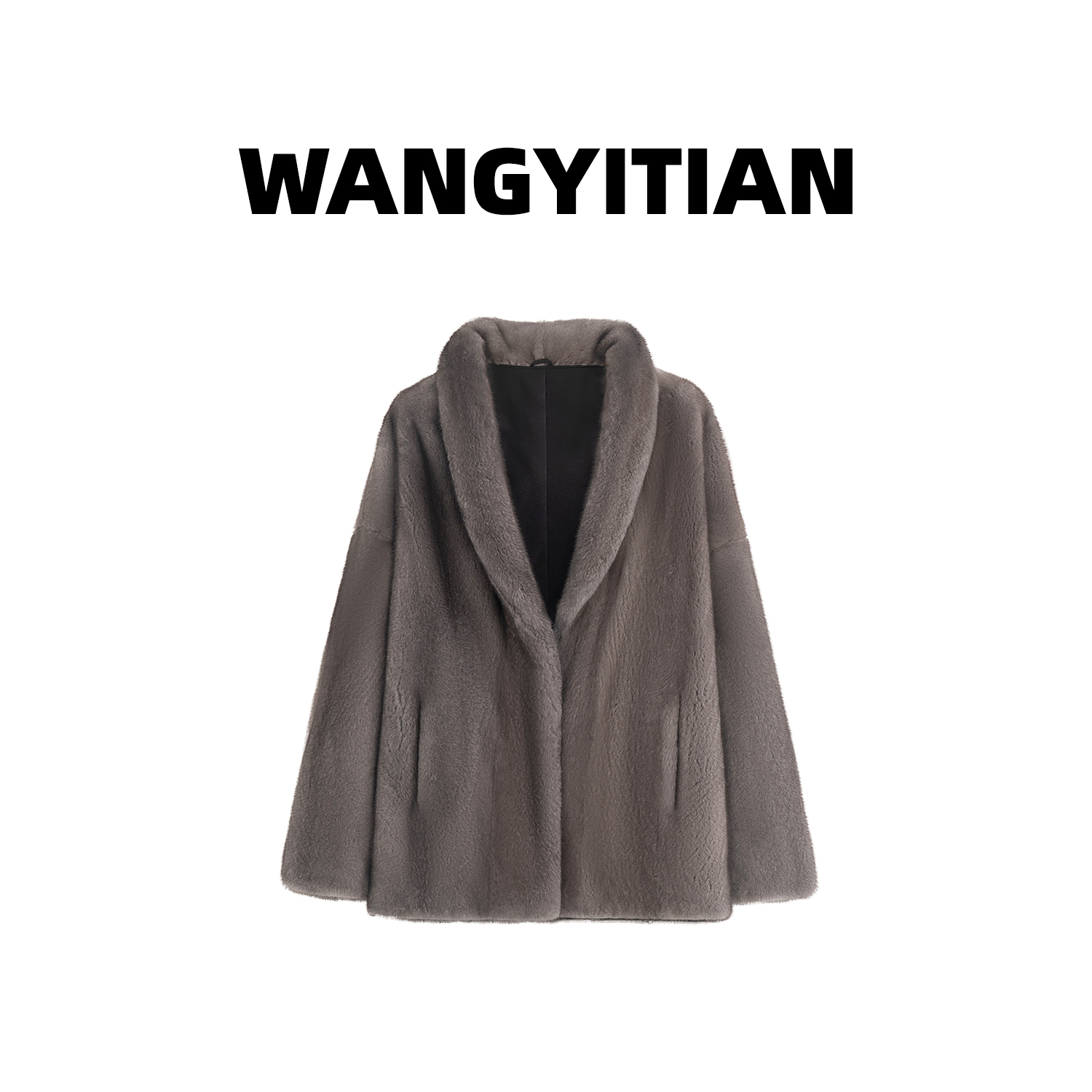 王一甜tian丨117青果领中长款进口短二貂皮大衣外套皮草水貂女