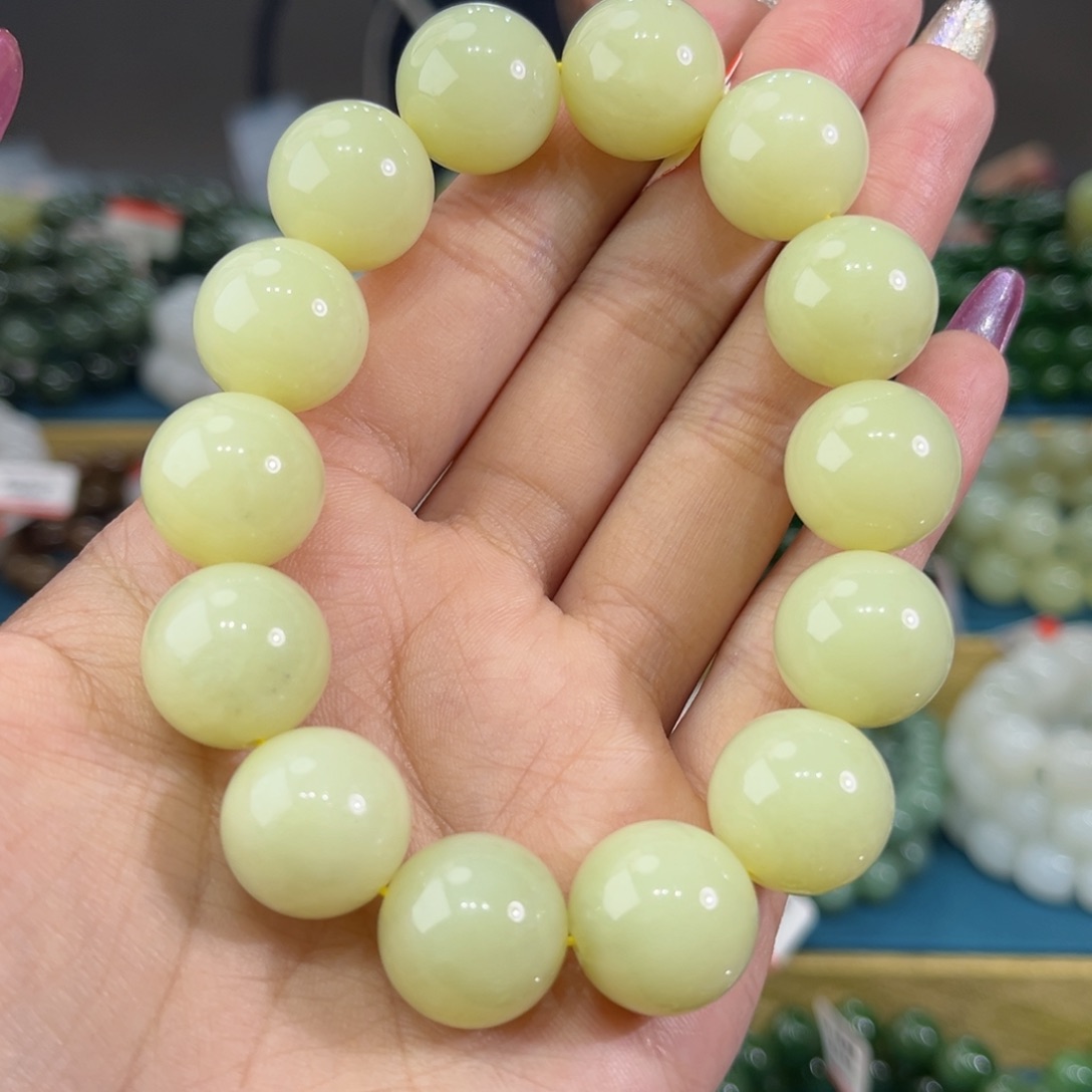 峰***彩和田玉未镶嵌手链纯天然和田玉新疆若羌黄口16