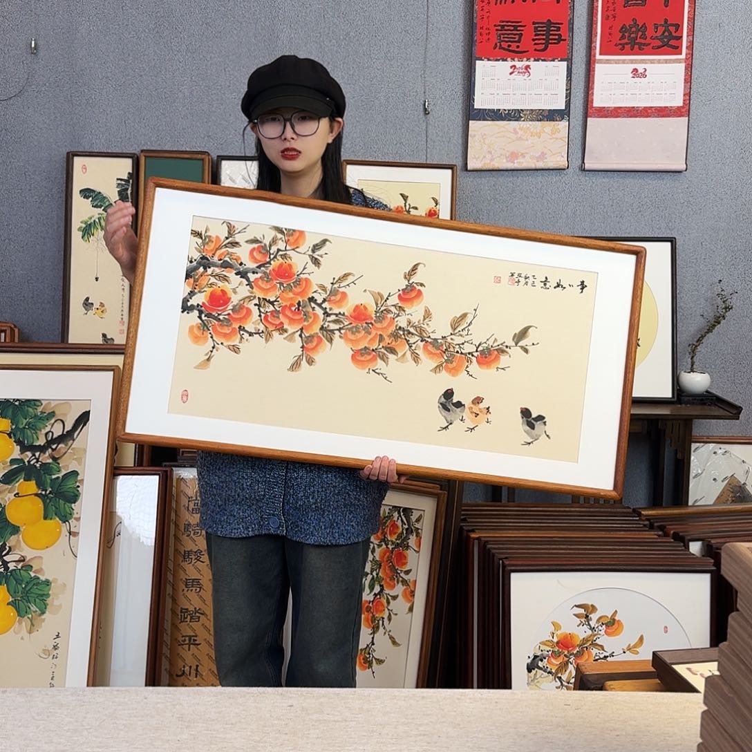 书法纯手绘，纯手写带框尺寸：53×103厘米