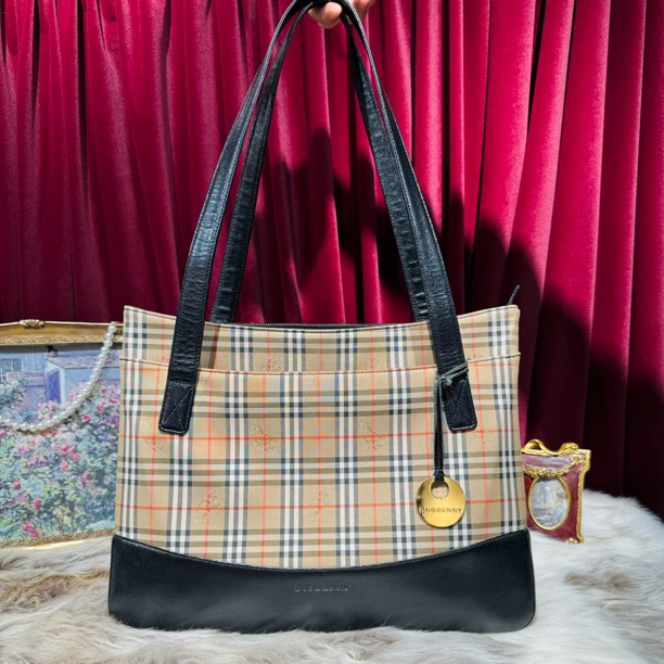 95新 BURBERRY/博柏利 全原装中古款战马格纹托特LY0029