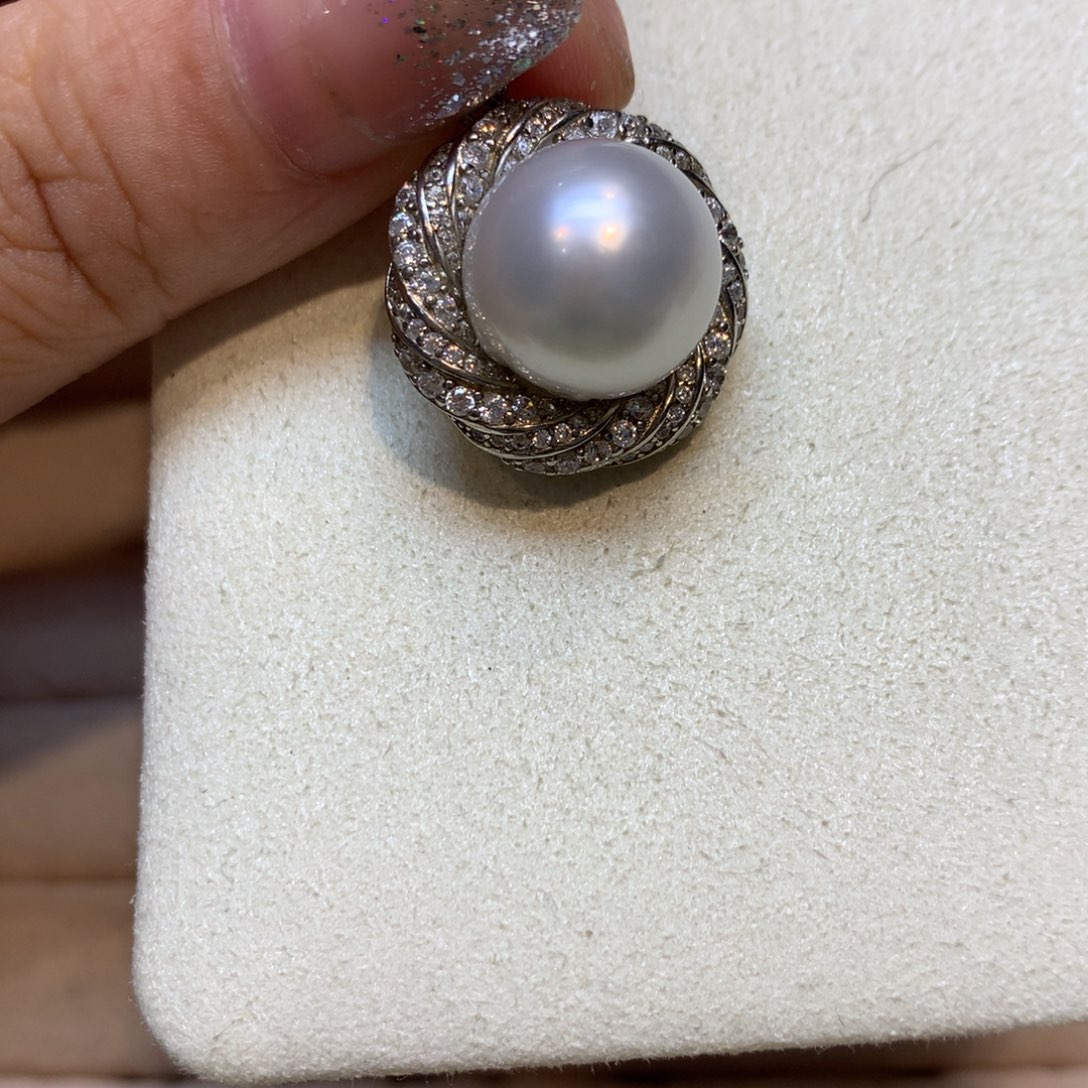 海水珍珠银S925镶嵌颈饰