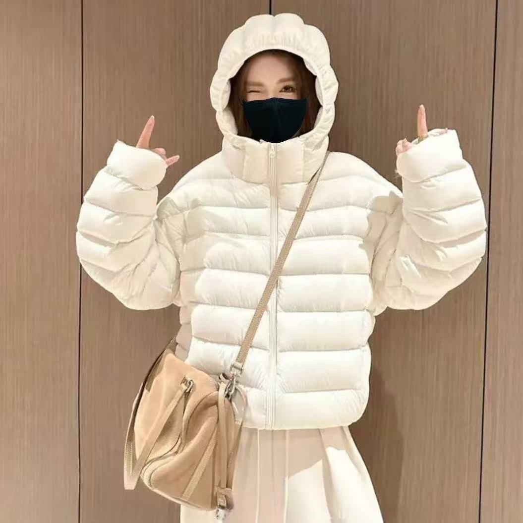 90鸭绒连帽常规款排骨拉链插肩袖长袖韩版时尚羽绒服DB