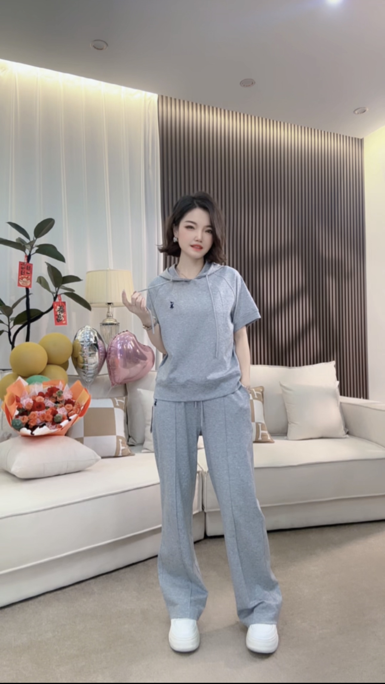 POLOGWON/保罗夏季女式新款时尚休闲运动冰感凉爽连帽套装CF-S059