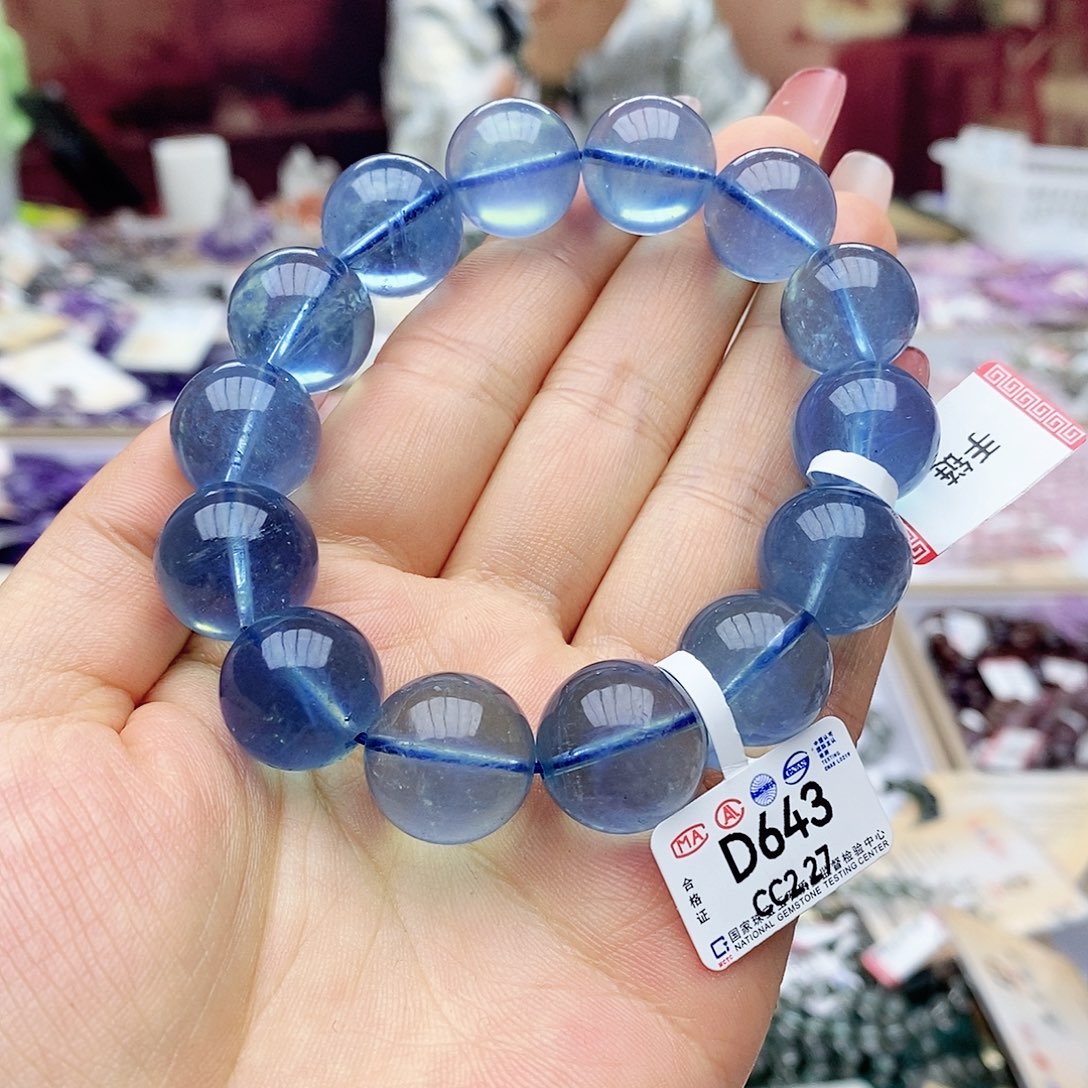 合成(培育)海蓝宝石未镶嵌D643海蓝宝魔鬼蓝15-16m