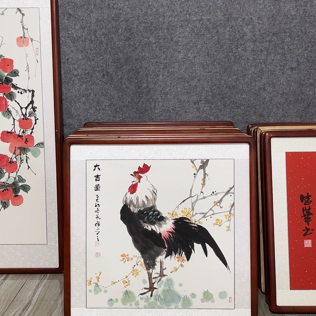 国画书画作品带框63×63