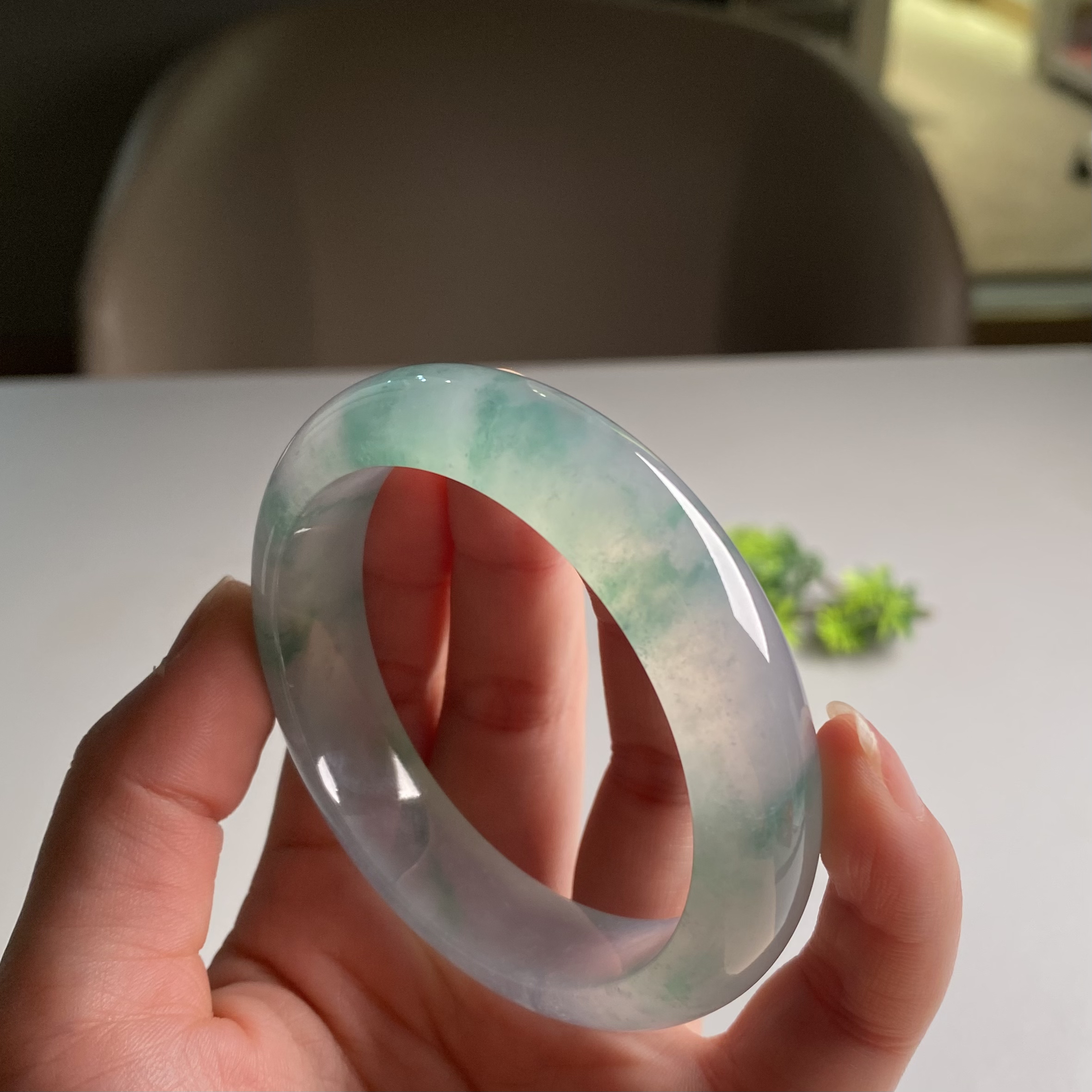 【翠亿诚X】高冰绿花翡翠手镯圈口56.4