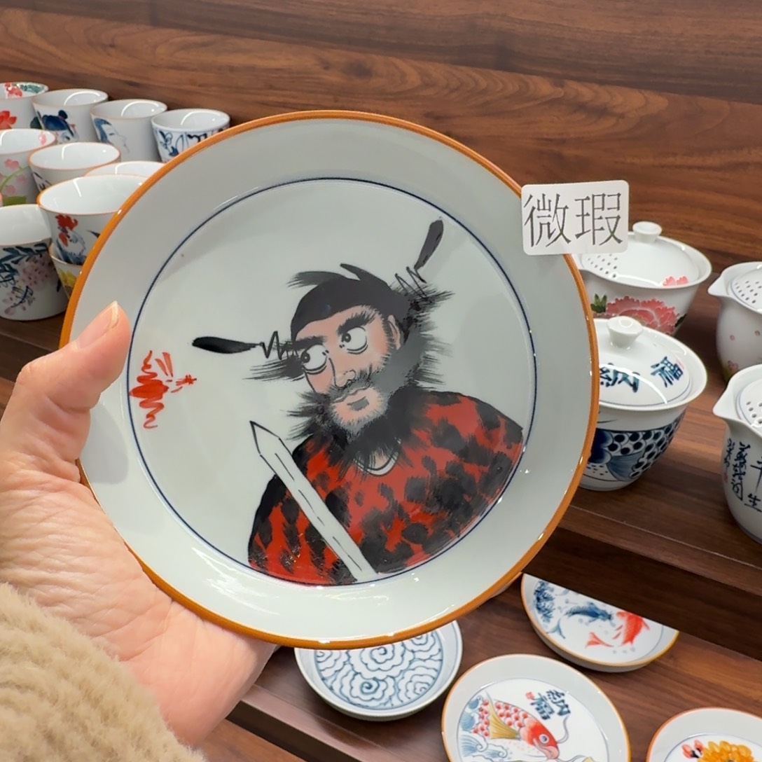 釉下手绘茶具微瑕
