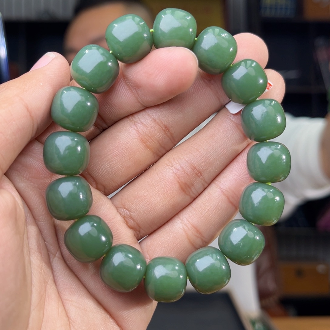 和田玉未镶嵌手串天然和田玉新疆若羌青黄口料卡14老型