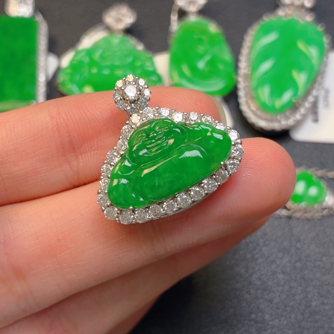 翡翠银S925镶嵌吊坠(不含链)