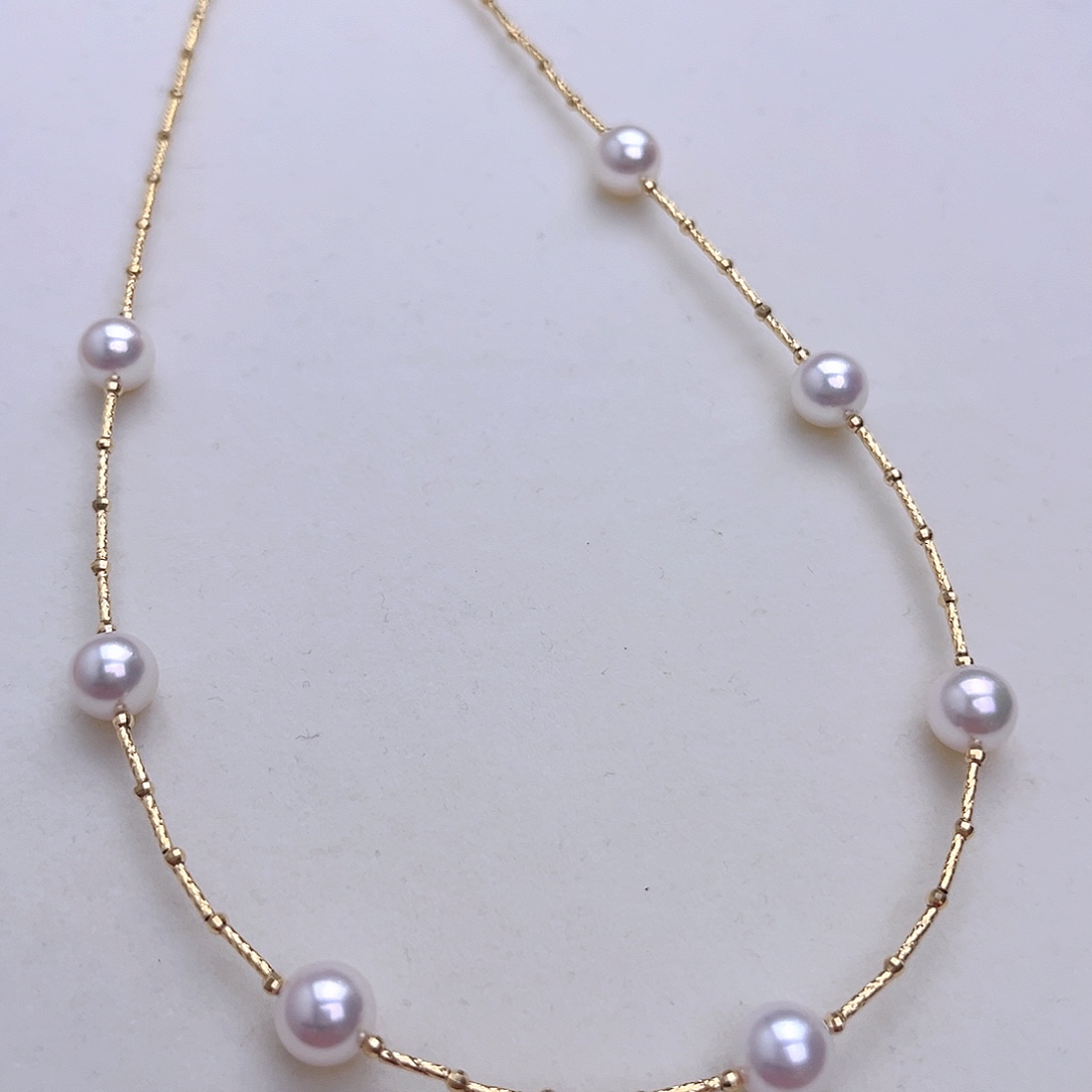 随***心海水珍珠项圈18K金镶嵌