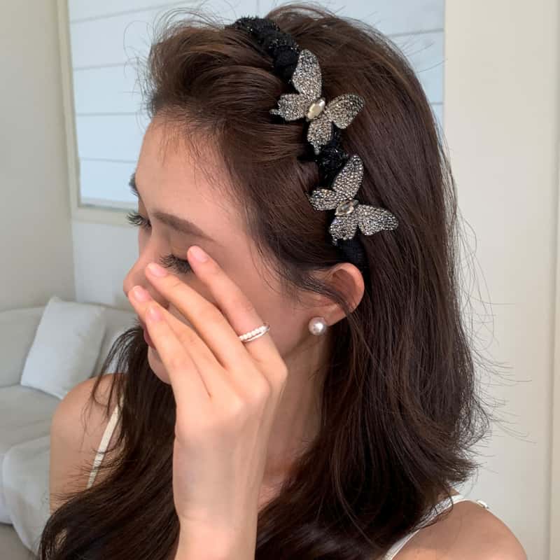 2025新款星光蝴蝶发箍轻奢高颅顶头箍发饰碎发刘海女生高级感头饰