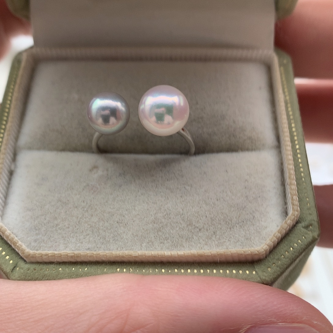 戒指银S925镶嵌海水珍珠7.5-8.5mm