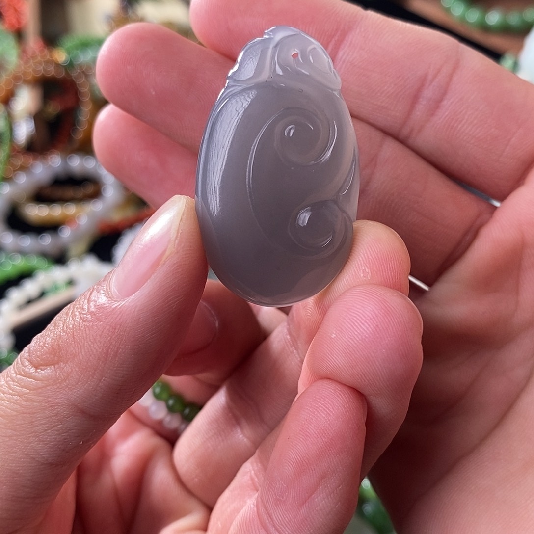 和田玉吊坠(不含链)未镶嵌冰烟紫