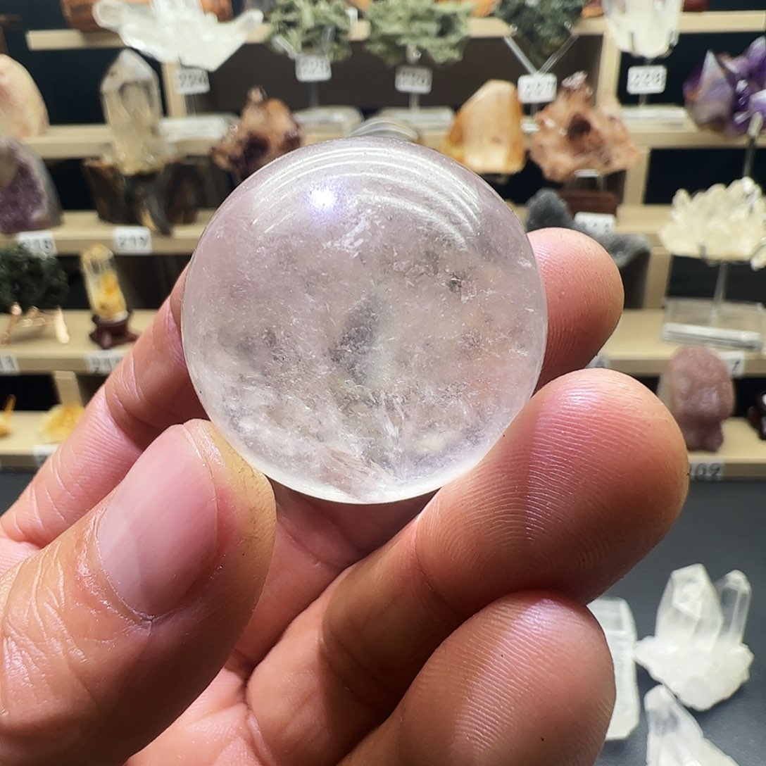 石水晶球摆件666，