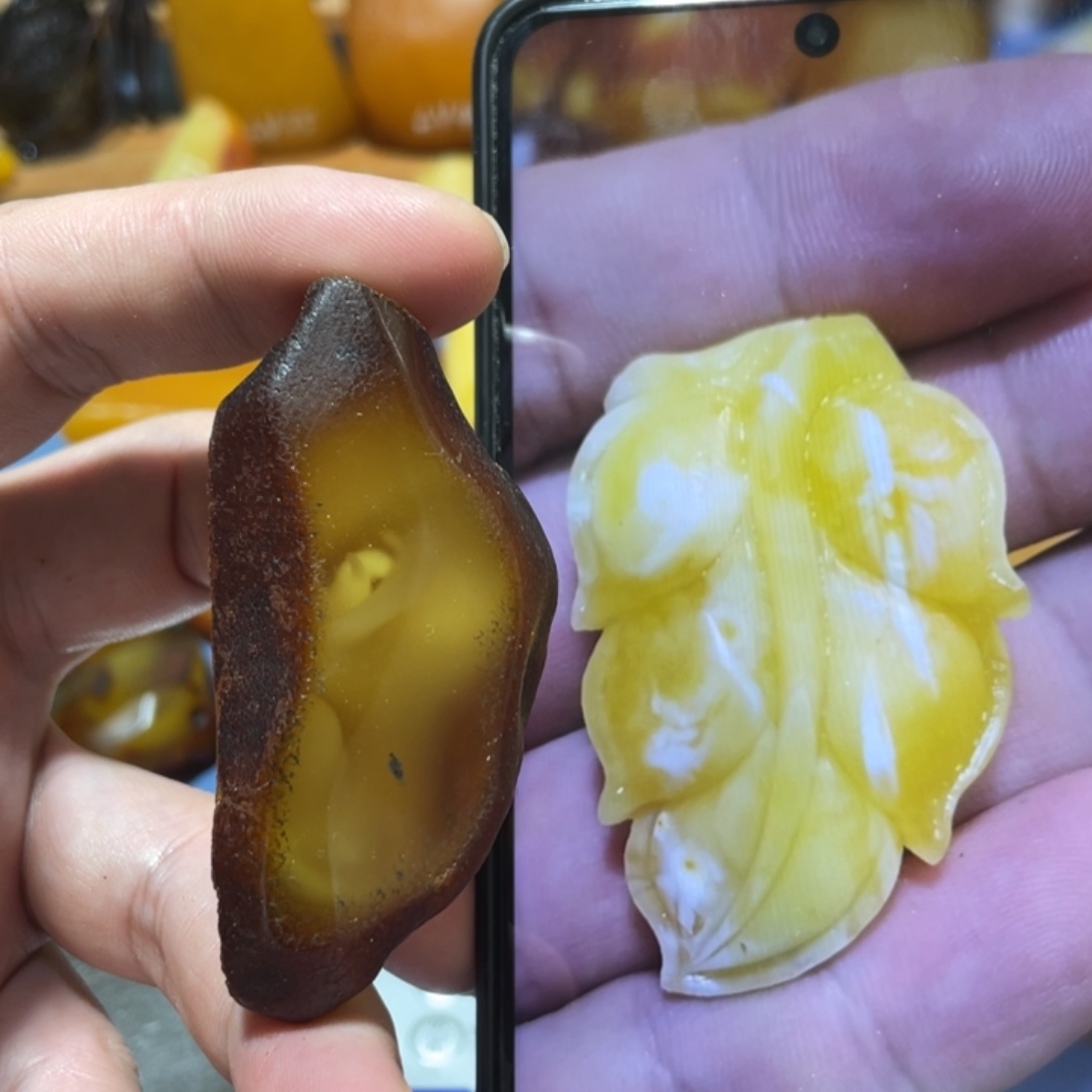 定制蜜蜡未镶嵌叶子