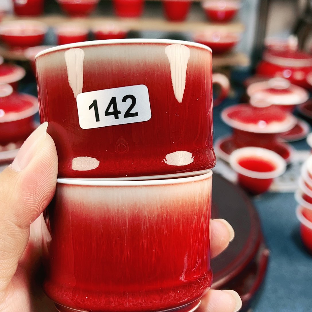 景德镇陶瓷原矿郎红茶具微瑕