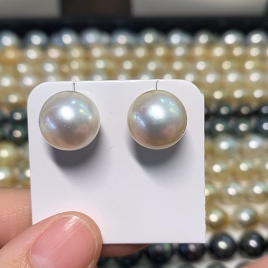海水珍珠耳饰银S925镶嵌12.22