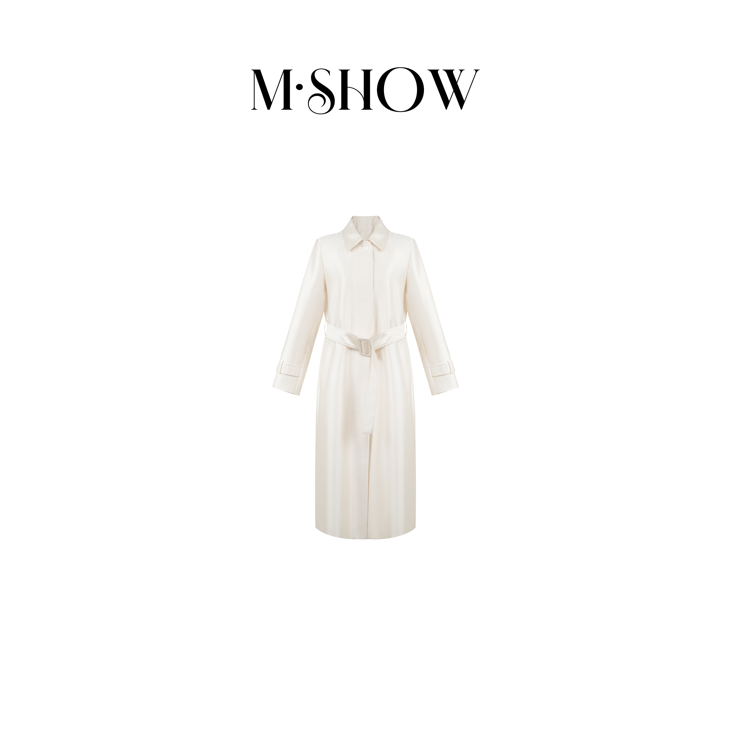 【墨秀风衣】32姆米精纺丝羊毛高端桑蚕丝时尚女士长款风衣8978F