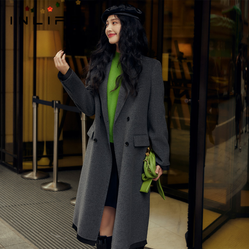 [粉丝专享] inlife冬季新款法式复古加厚羊毛毛呢大衣W23D1N7676