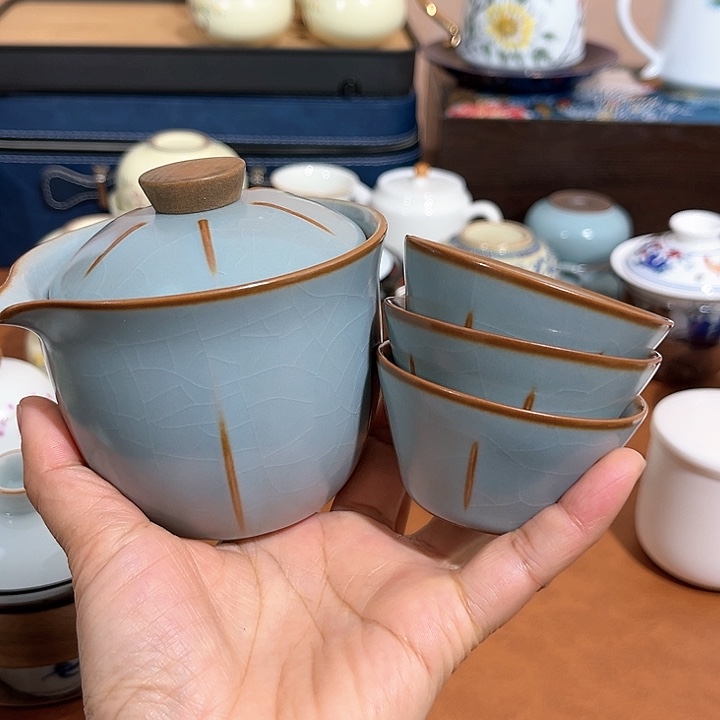 天青汝窑一壶三杯