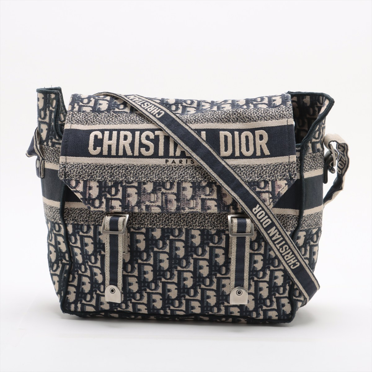 99新 DIOR/迪奥 迪奥双扣邮差包斜挎包老花刺绣