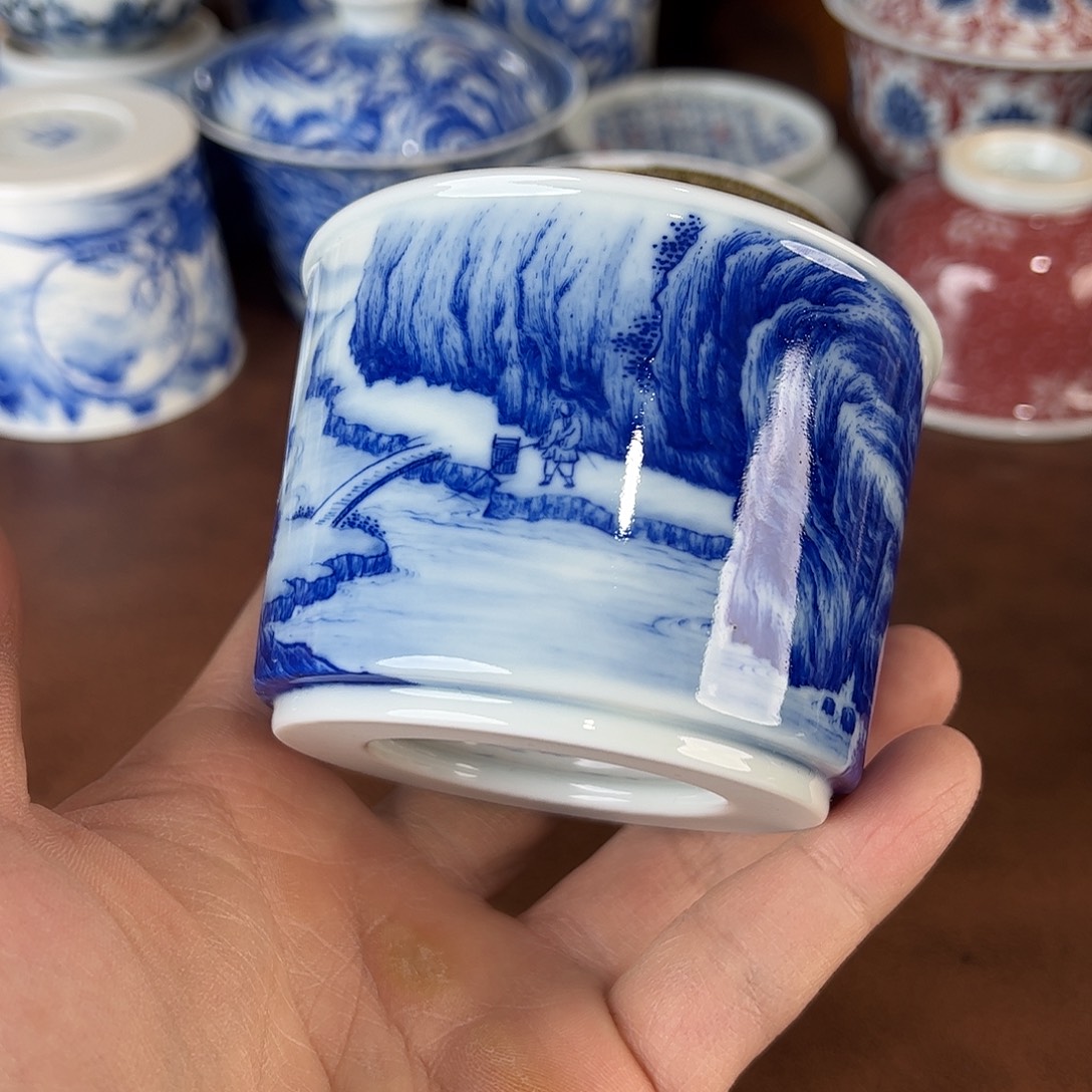 冰***鱼瓷片景德镇全手工手绘陶瓷