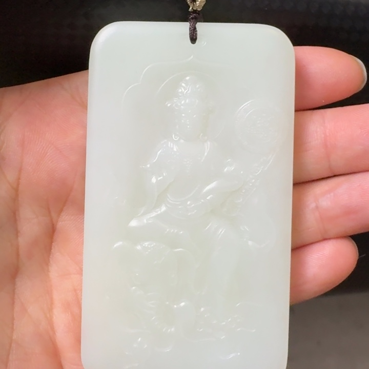 和田玉未镶嵌颈饰且末羊脂白玉观音80