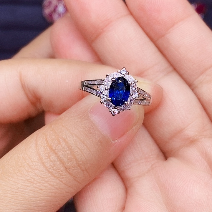 戒指银S925镶嵌蓝宝石