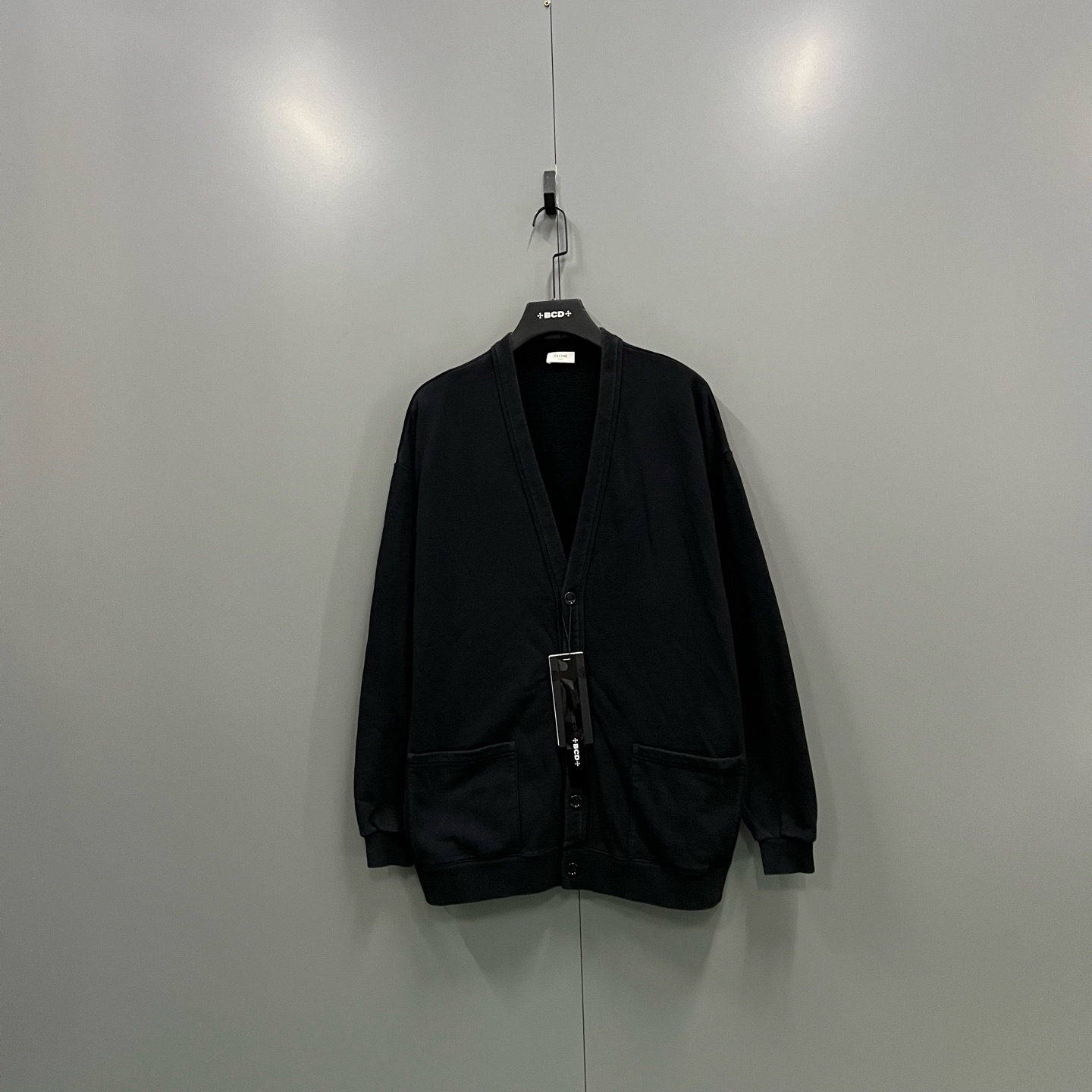 99新 Celine/思琳 （ll）206411 黑色背后印花logo开衫 XS码