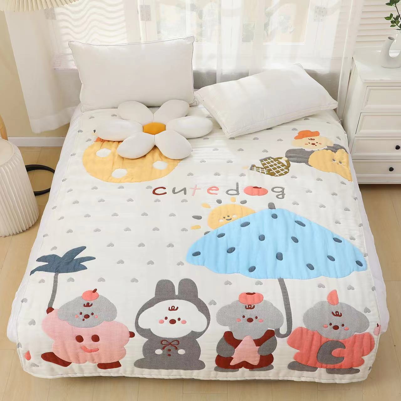 【静静-小伙伴2】150*200cm A类全棉双层纱奶芙泡芙被