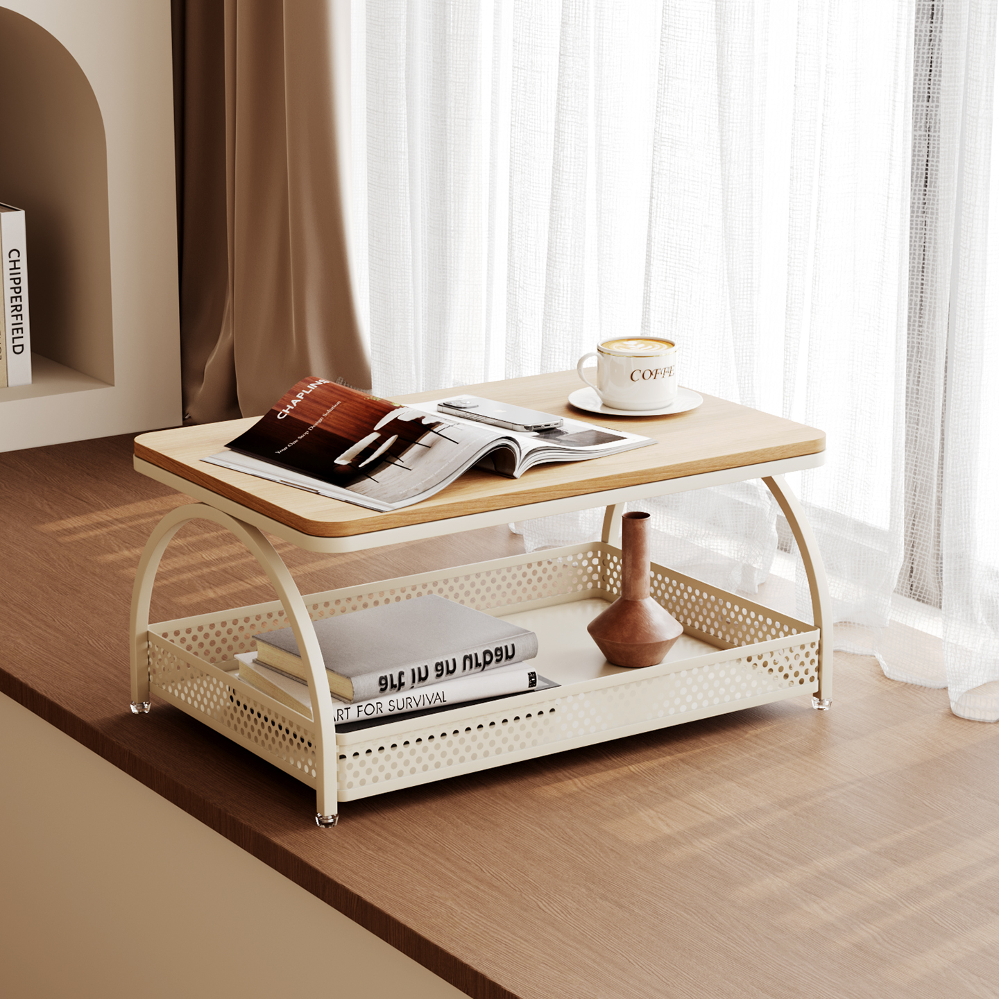 飘窗小桌子家用卧室高颜值榻榻米小茶桌网红奶油风简约窗台小茶几